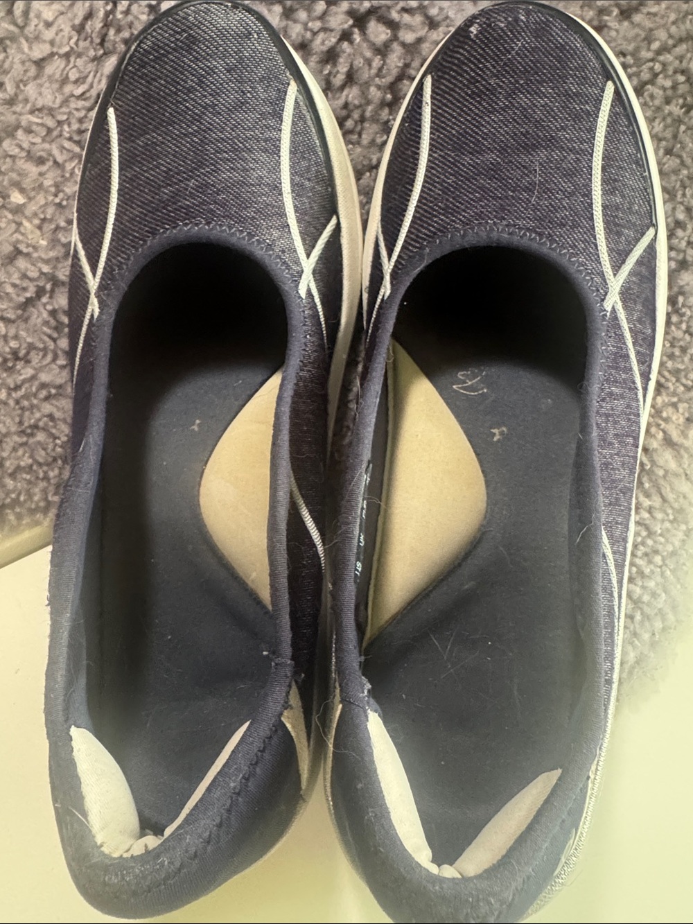 Bzees Navy and White Slip-On Women's Sneakers - Picture 4 of 5